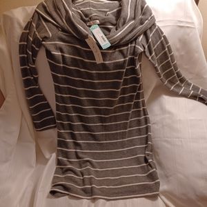 Nine Britton. Maria Off the Shoulder Hacci Dress. Grey, size Large